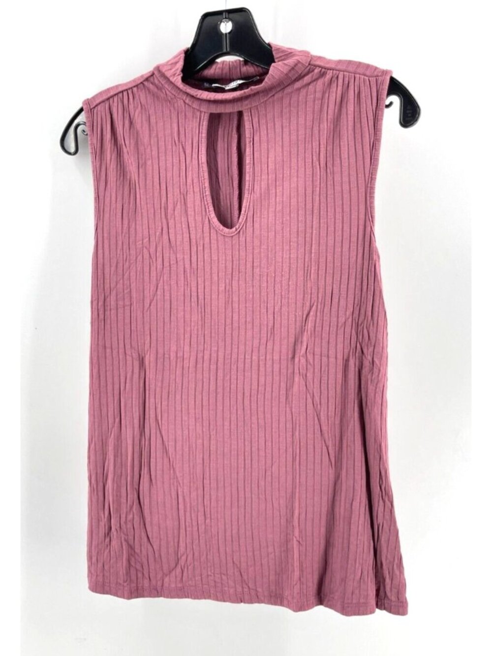 Jennifer Lopez Women's Pink Sleeveless Knit Top Blouse Hi Neck Keyhole Size M